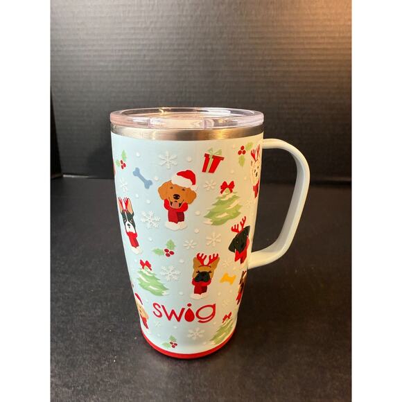 Swig Life 18oz Santa Paws Holiday Travel Mug 15 Dogs Breeds - Picture 2 of 14